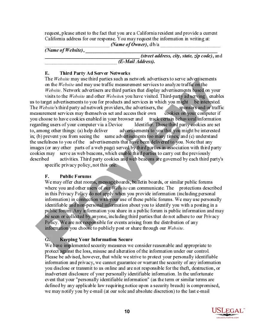 Get Terms of Use for Informational Website and Privacy Policy Preview Terms of Use for Informational Website and Privacy Policy