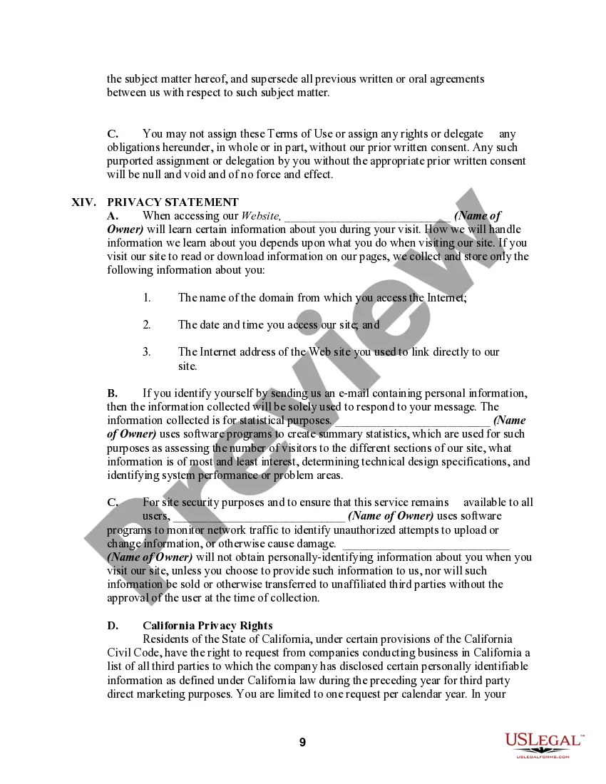 Get Terms of Use for Informational Website and Privacy Policy Preview Terms of Use for Informational Website and Privacy Policy