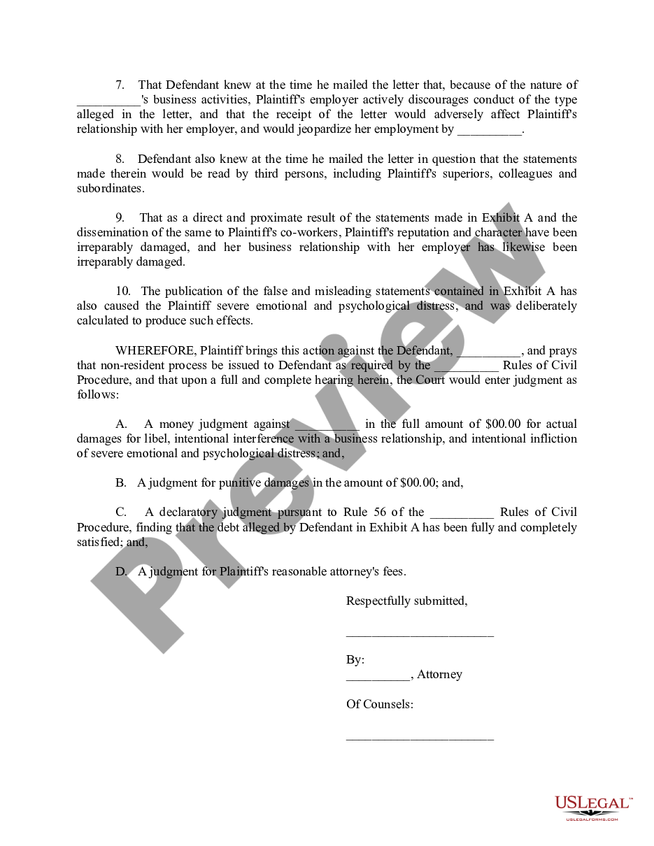 page 1 Complaint for Damages and Declaratory Judgment preview