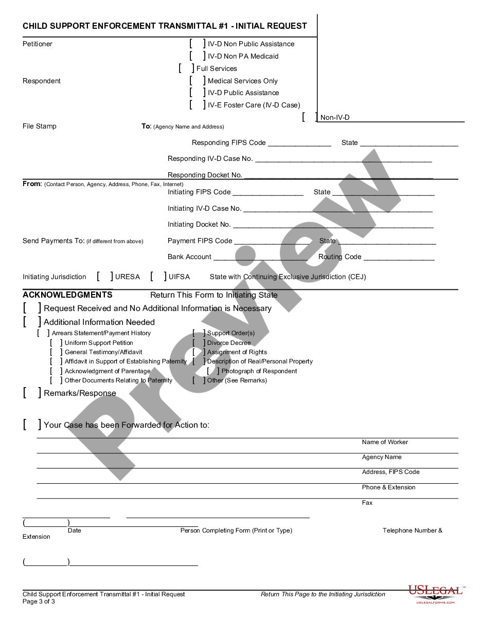 page 4 Child Support Enforcement Transmittal #1 - Initial Request and Instructions preview
