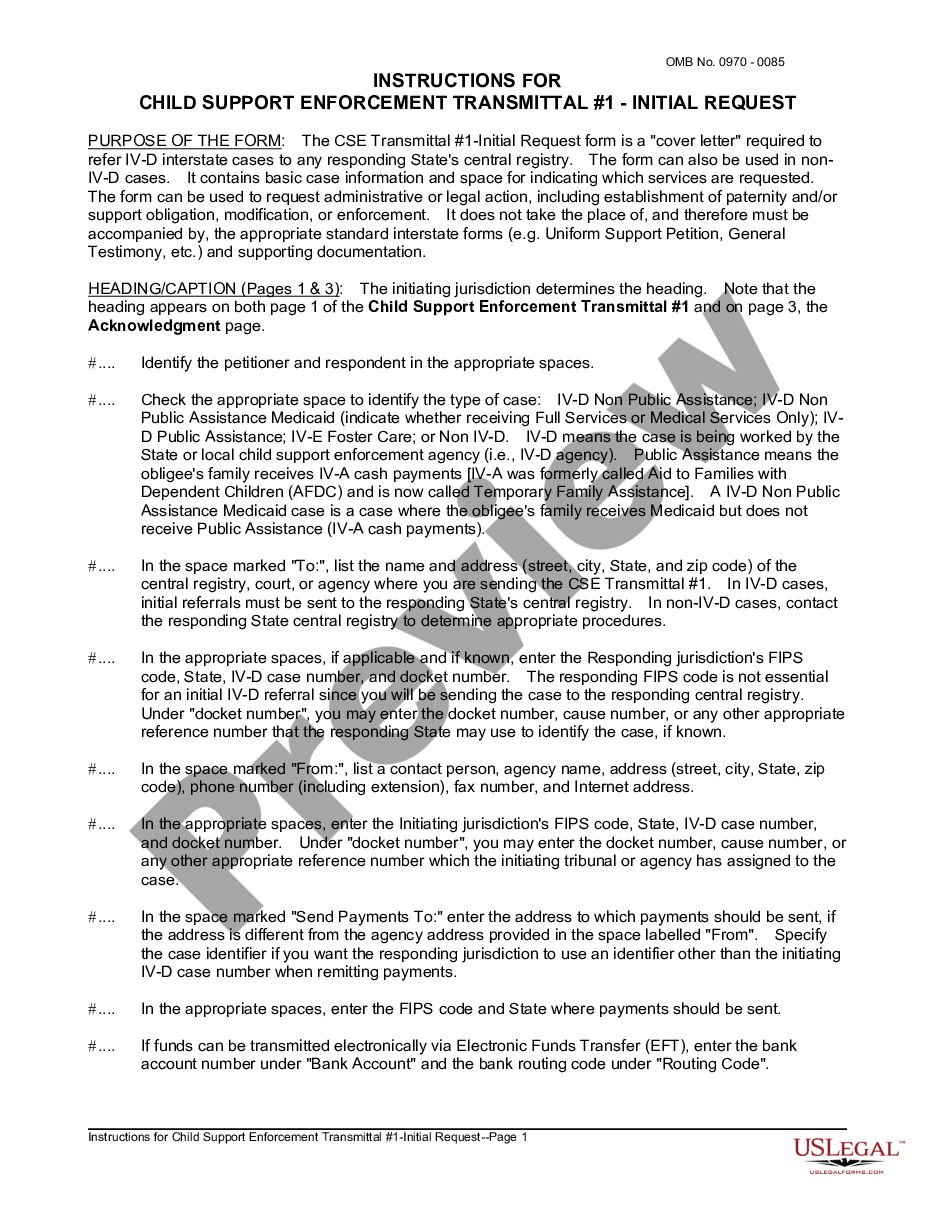 page 6 Child Support Enforcement Transmittal #1 - Initial Request and Instructions preview