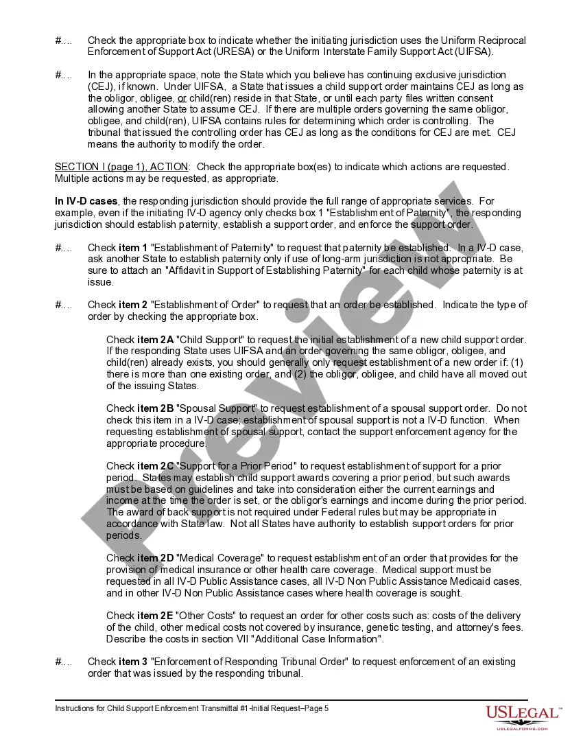 Get Child Support Enforcement Transmittal #1 - Initial Request and Instructions Preview Child Support Enforcement Transmittal #1 - Initial Request and Instructions