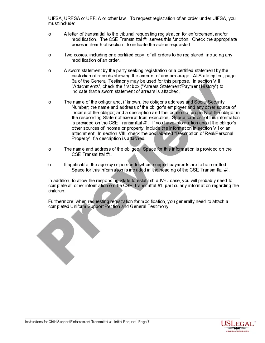 Get Child Support Enforcement Transmittal #1 - Initial Request and Instructions Preview Child Support Enforcement Transmittal #1 - Initial Request and Instructions