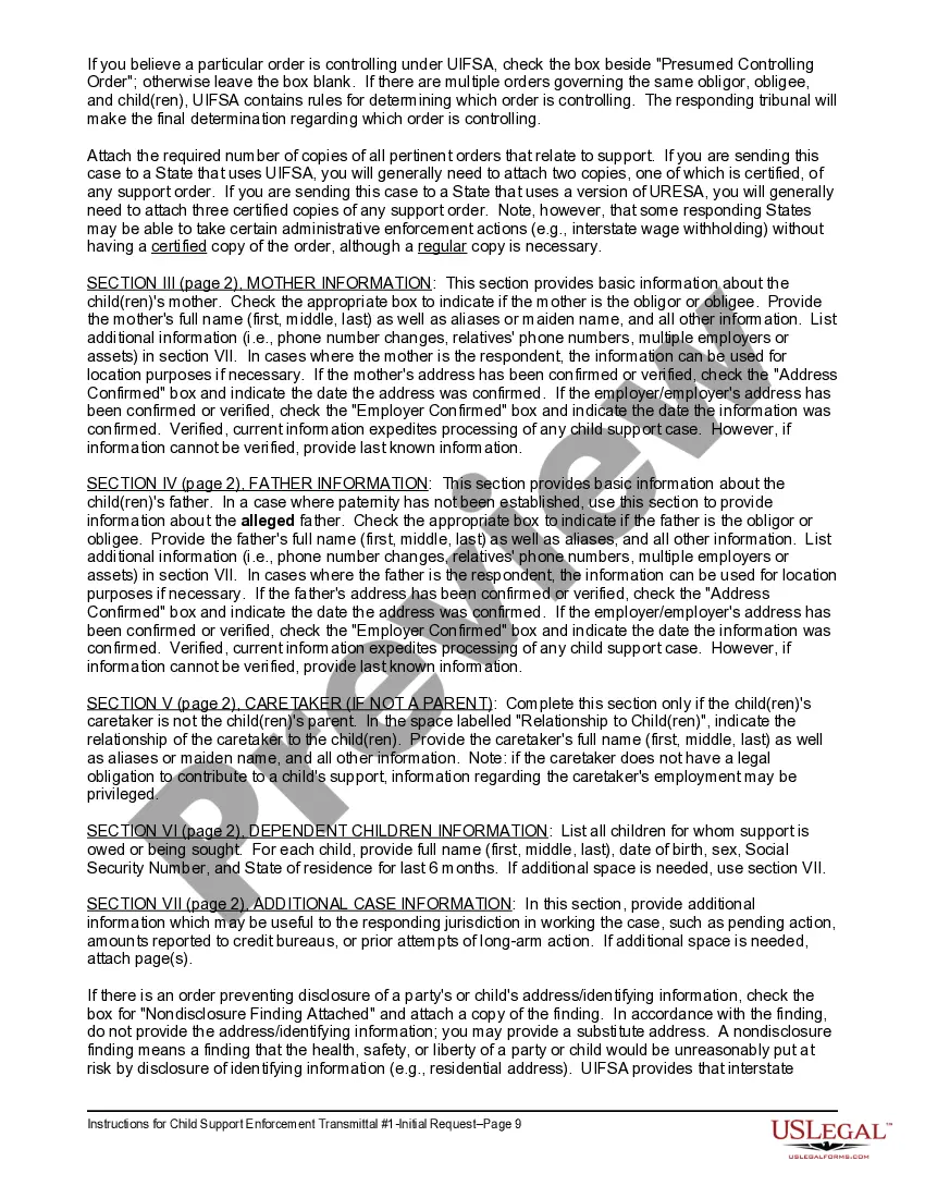 Get Child Support Enforcement Transmittal #1 - Initial Request and Instructions Preview Child Support Enforcement Transmittal #1 - Initial Request and Instructions