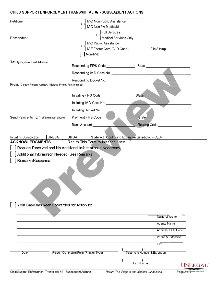 Get Child Support Transmittal #2 - Subsequent Actions and Instructions Preview Child Support Transmittal #2 - Subsequent Actions and Instructions