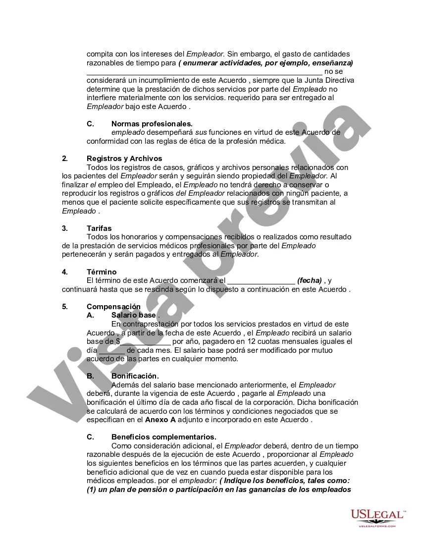 Preview Acuerdo Laboral entre Médico y Corporación de Profesión