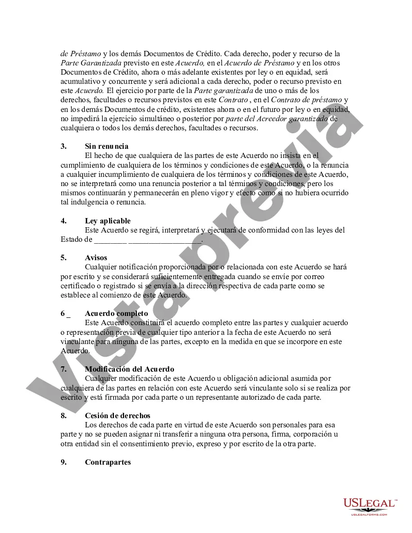 Preview Acuerdo de seguridad de derechos de autor ejecutado en relación con el acuerdo de préstamo