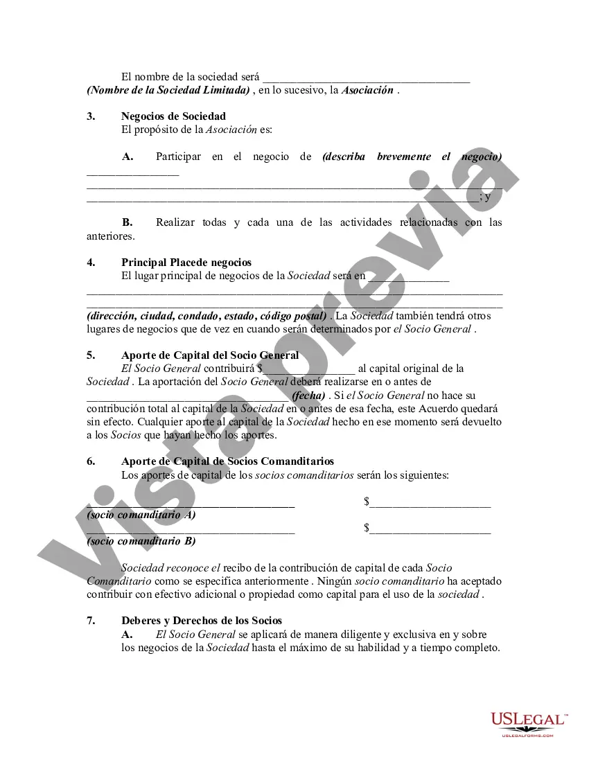 Preview Forma General de Acuerdo de Sociedad Limitada