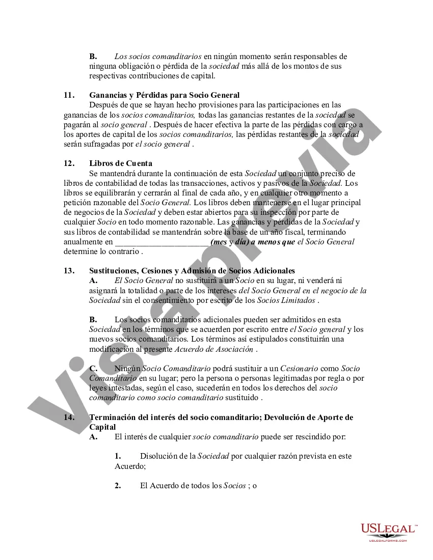 Preview Forma General de Acuerdo de Sociedad Limitada