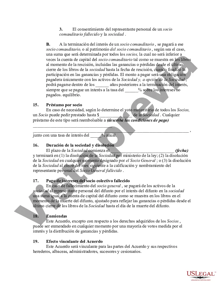 Preview Forma General de Acuerdo de Sociedad Limitada