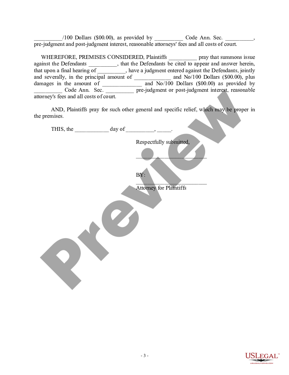 page 2 Complaint - Lessor Failure to Return Security Deposit preview