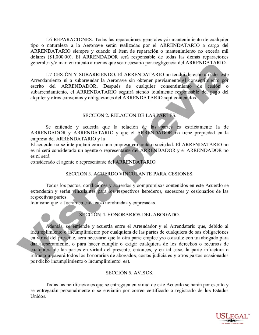 Preview Contrato de Arrendamiento de Aeronaves