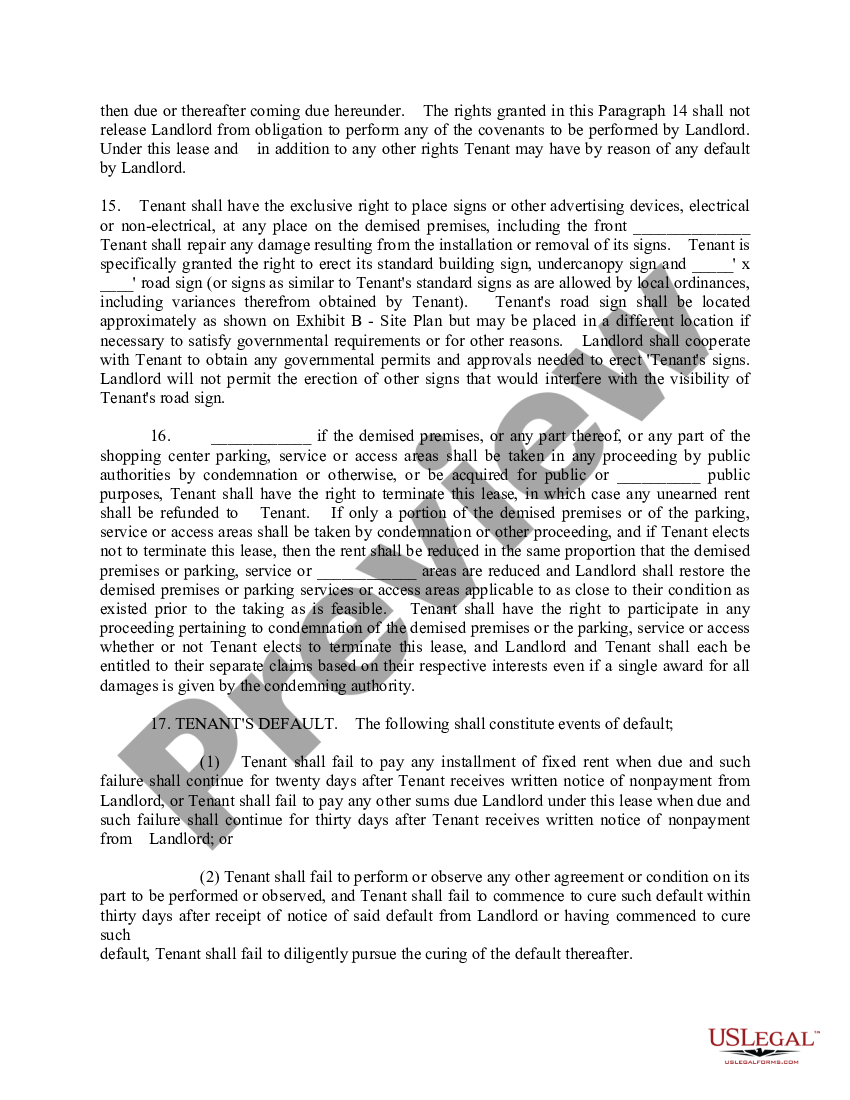 page 7 Percentage Shopping Center Lease Agreement preview
