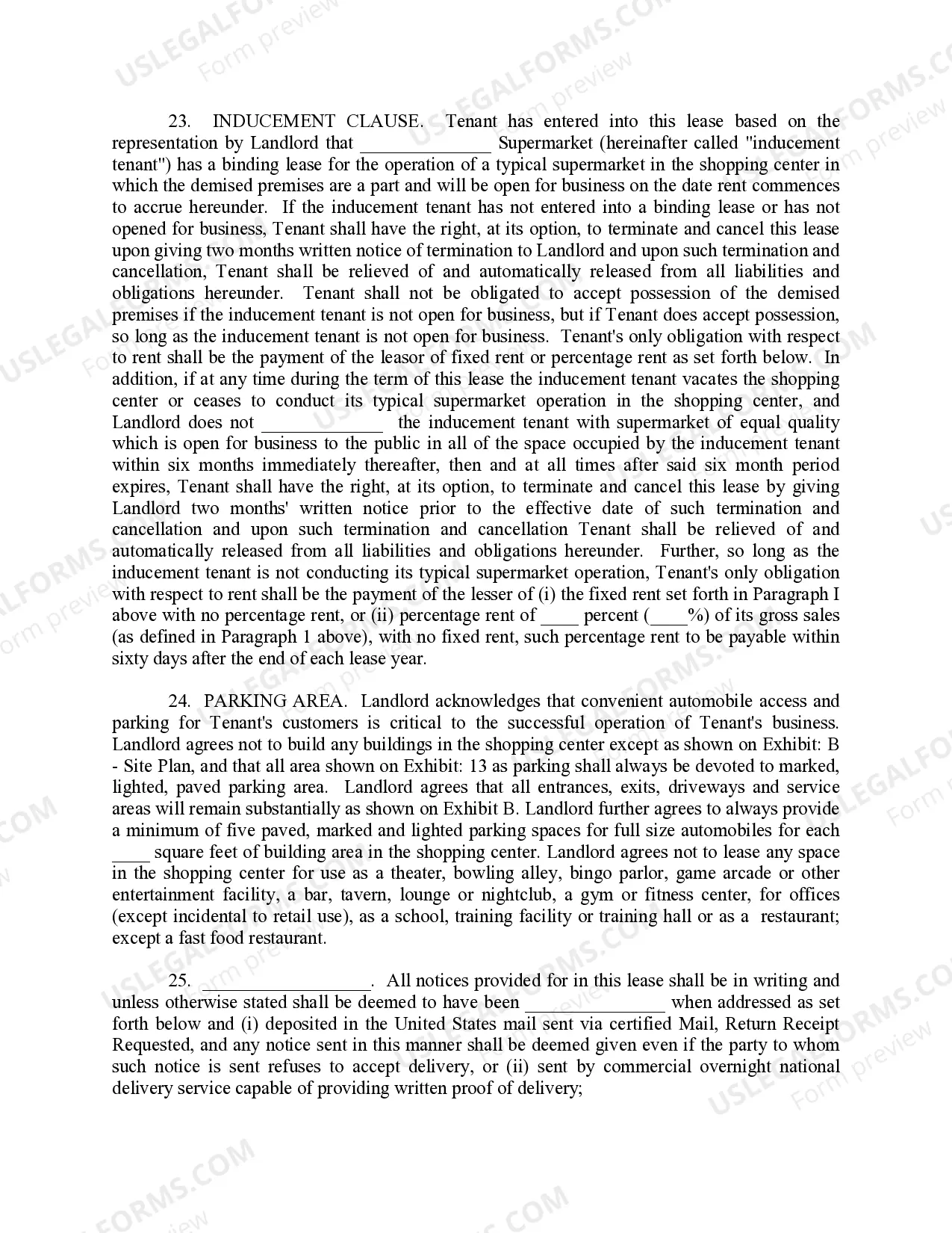 Preview Percentage Shopping Center Lease Agreement