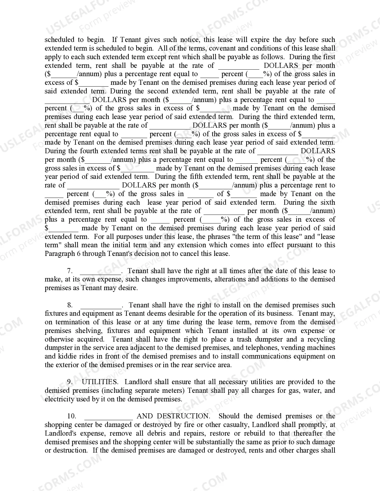 Preview Percentage Shopping Center Lease Agreement