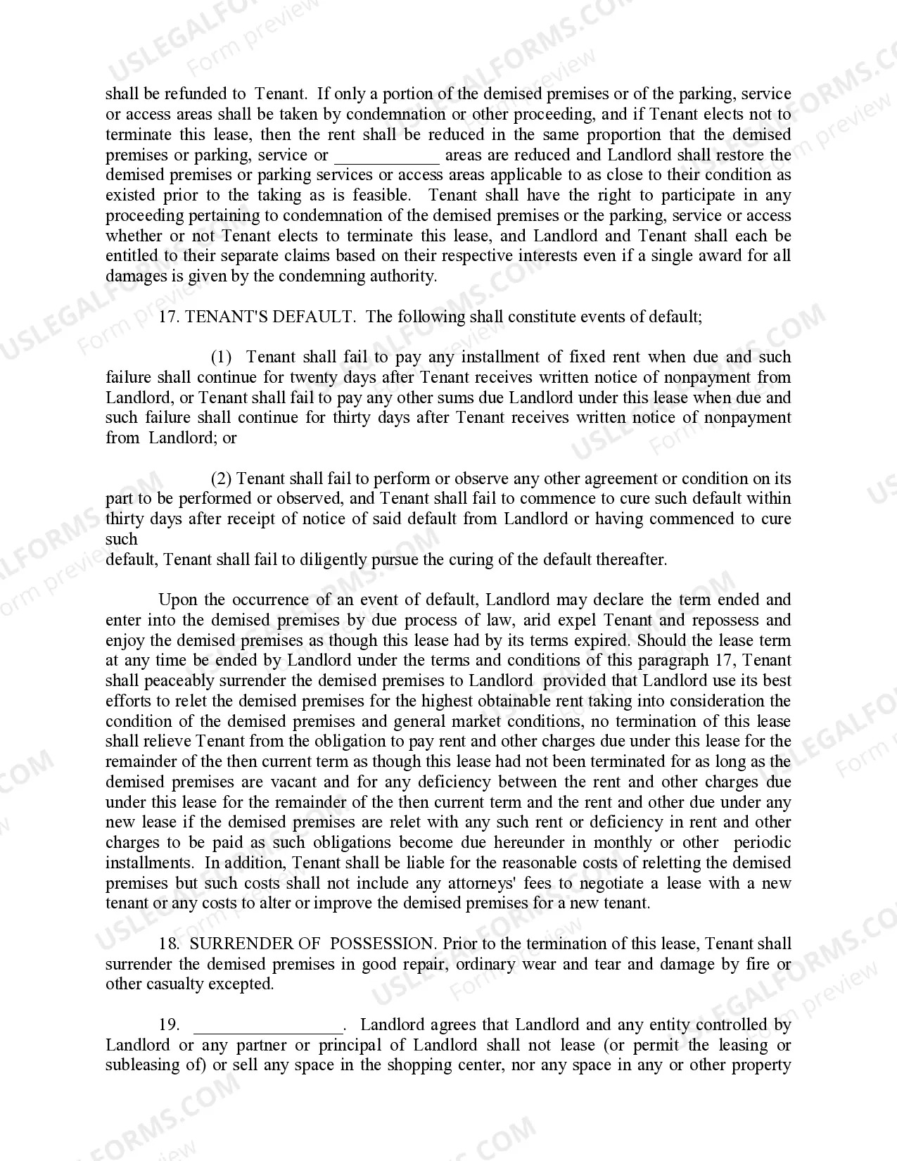 Preview Percentage Shopping Center Lease Agreement