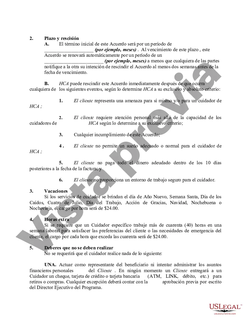 Preview Acuerdo para proporcionar servicios de cuidado personal en el hogar