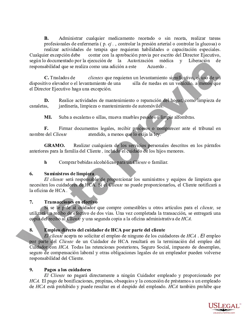 Preview Acuerdo para proporcionar servicios de cuidado personal en el hogar