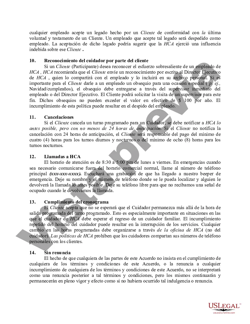 Preview Acuerdo para proporcionar servicios de cuidado personal en el hogar