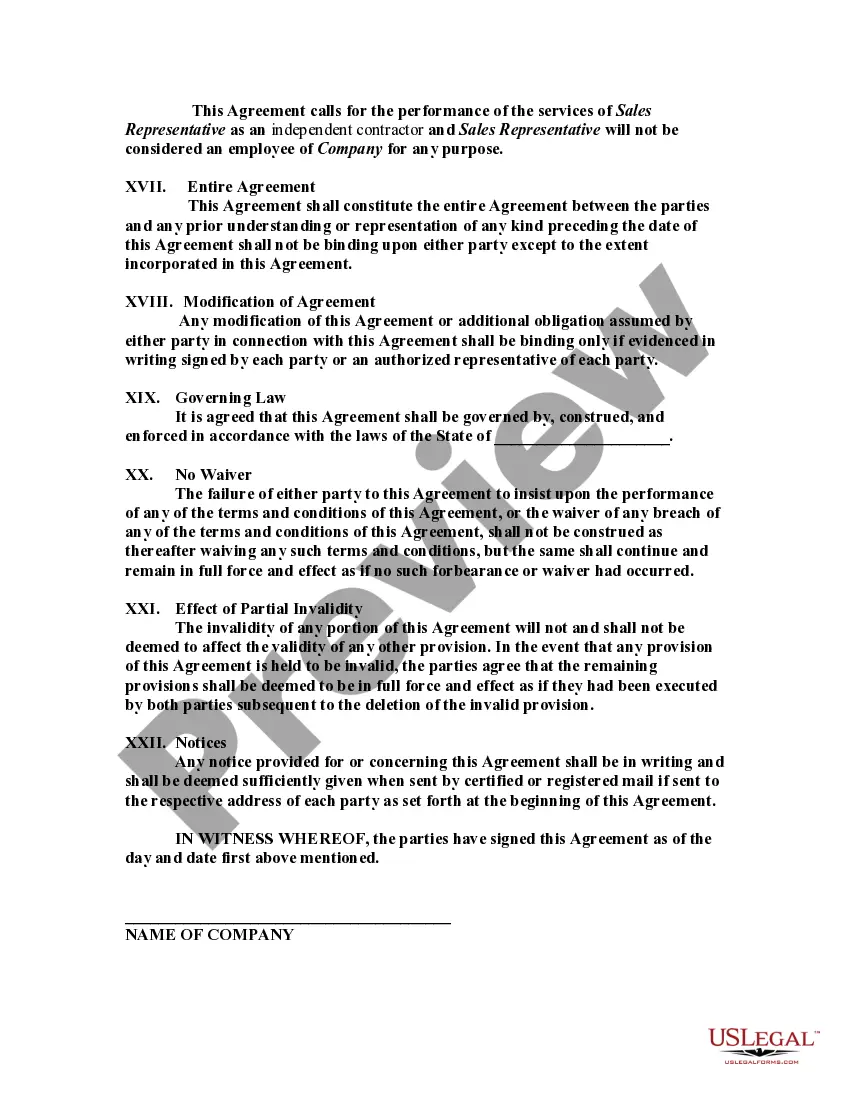 Get Contract with Self-Employed Independent Contractor to Sell Video Surveillance Cameras with Provisions for Termination with or without Cause Preview Contract with Self-Employed Independent Contractor to Sell Video Surveillance Cameras with Provisions for Termination with or without Cause