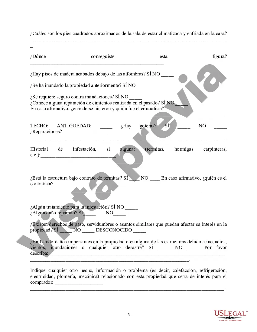 Preview Declaración de divulgación de bienes raíces del vendedor