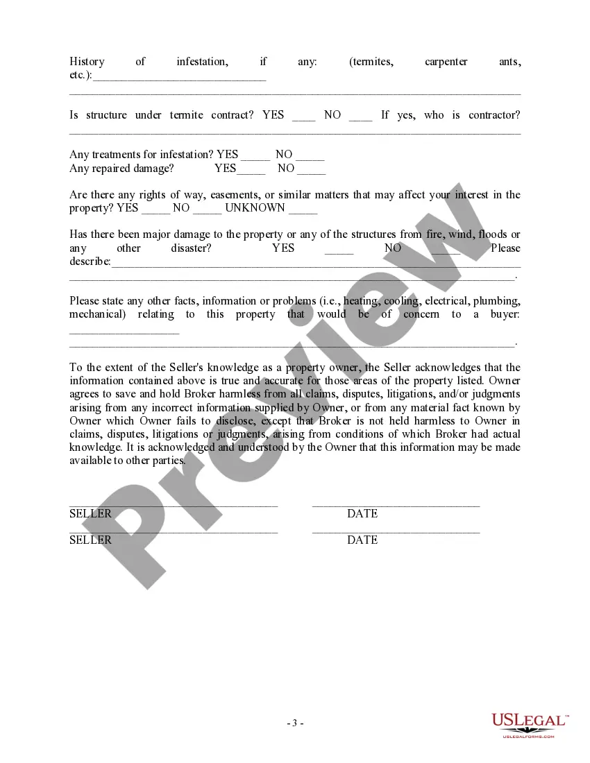 Preview Seller's Real Estate Disclosure Statement