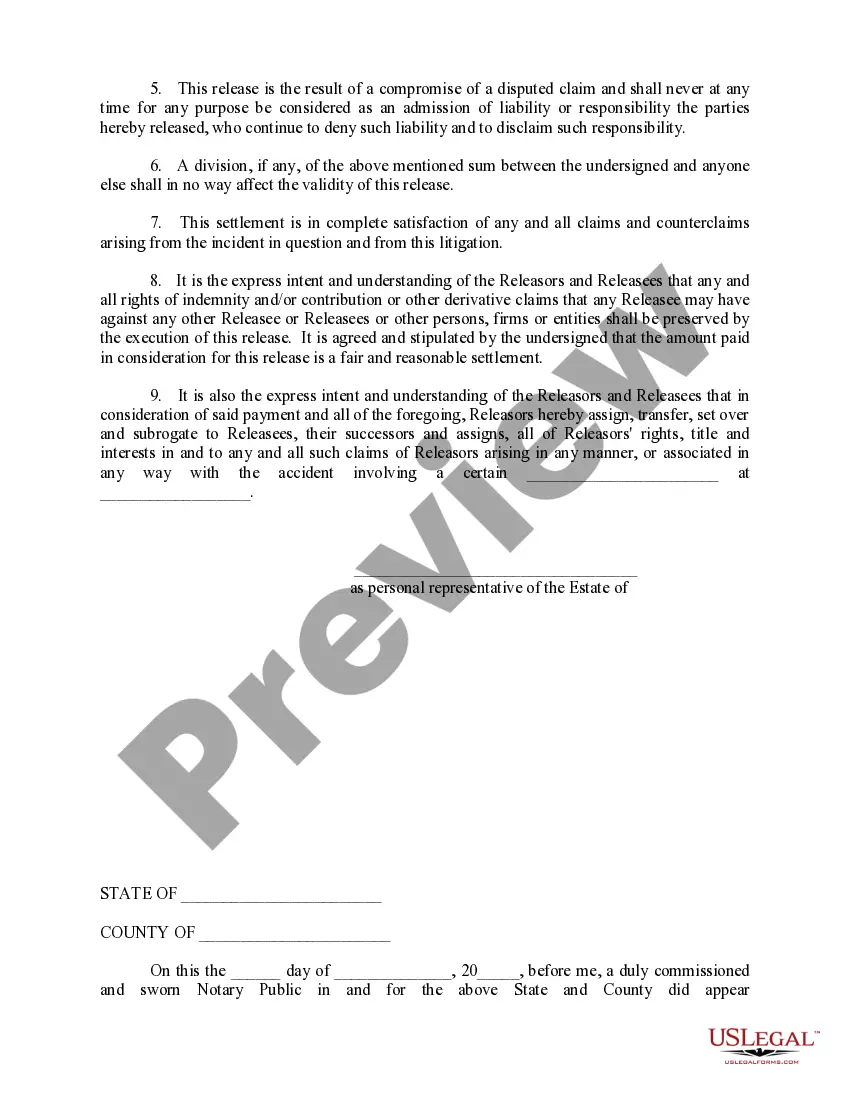 Preview Release of All Claims - Death Claim