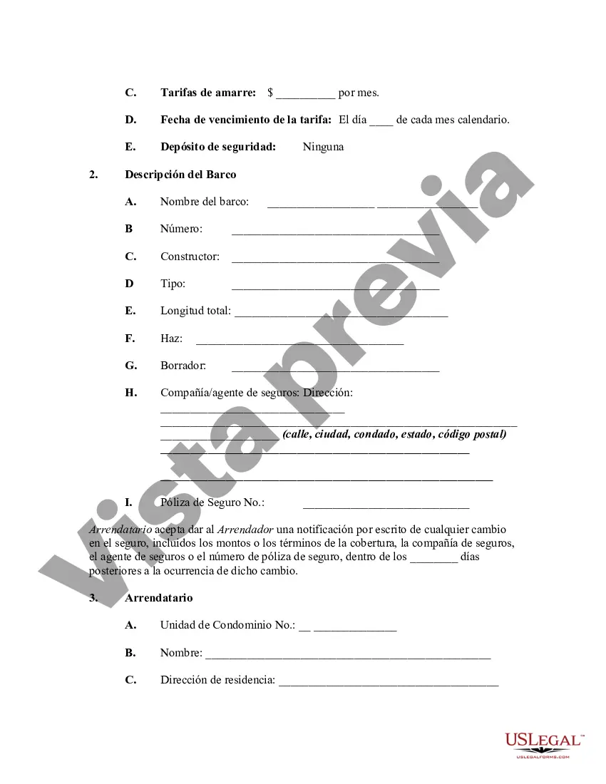 Preview Arrendamiento de muelle de bote entre arrendatarios en el mismo condominio - Alquiler de muelle o amarre