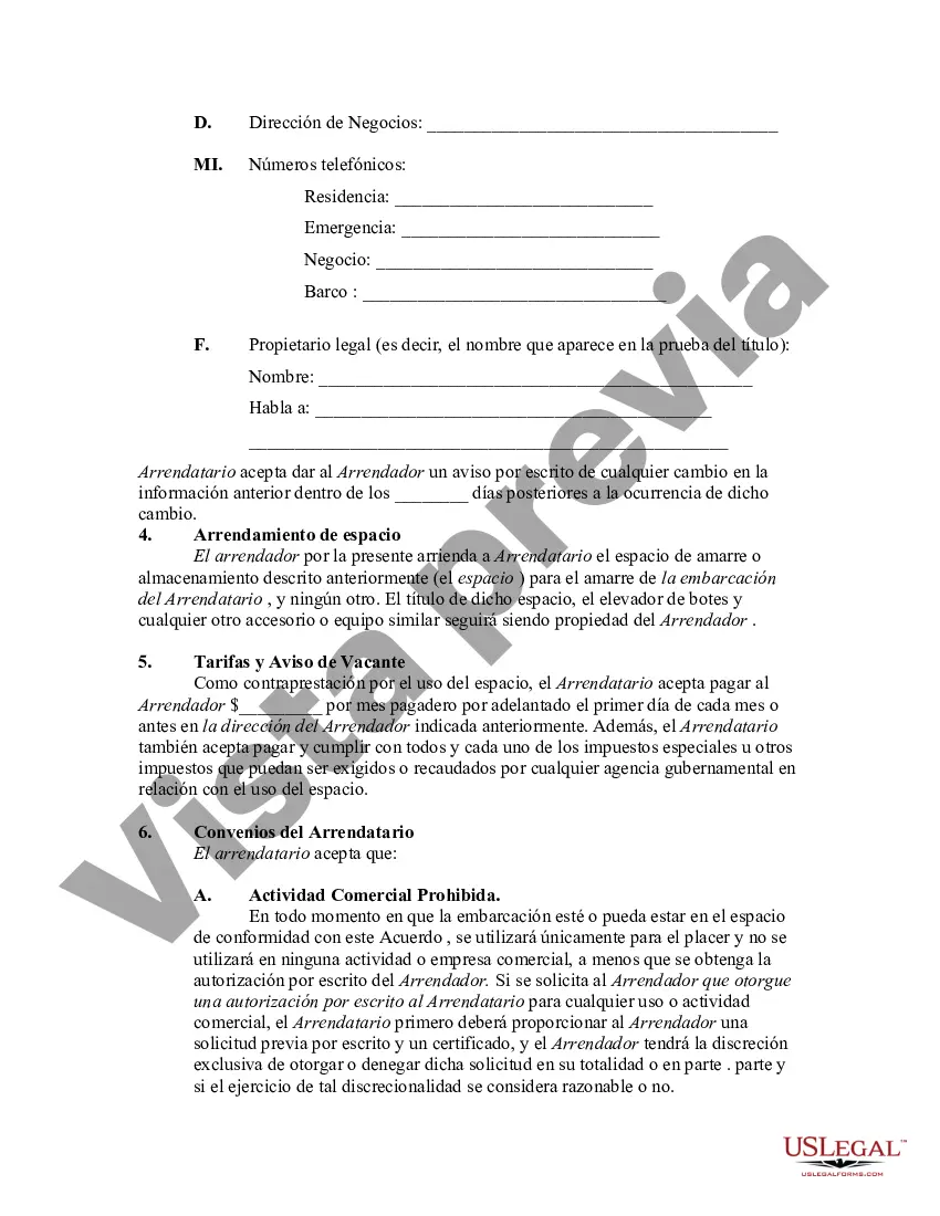 Preview Arrendamiento de muelle de bote entre arrendatarios en el mismo condominio - Alquiler de muelle o amarre