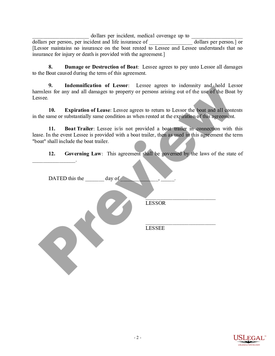 page 1 Boat Rental Agreement preview