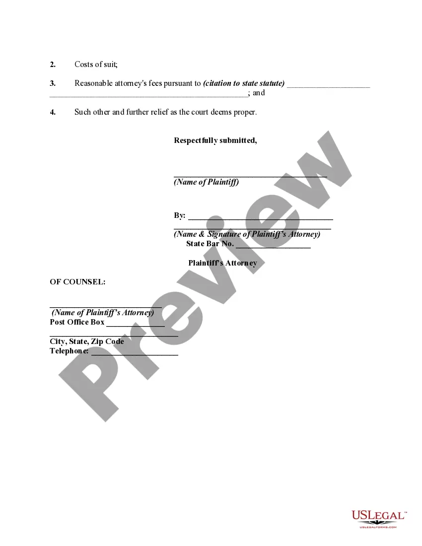 Get Complaint, Petition, or Declaration for Recovery of Possession of Property due to Fence Built by Adjoining Landowner on Plaintiff's Property Preview Complaint, Petition, or Declaration for Recovery of Possession of Property due to Fence Built by Adjoining Landowner on Plaintiff's Property