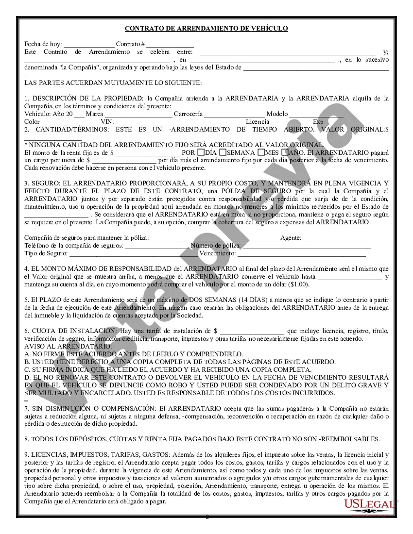 Preview Solicitud de Contrato de Arrendamiento de Vehículo