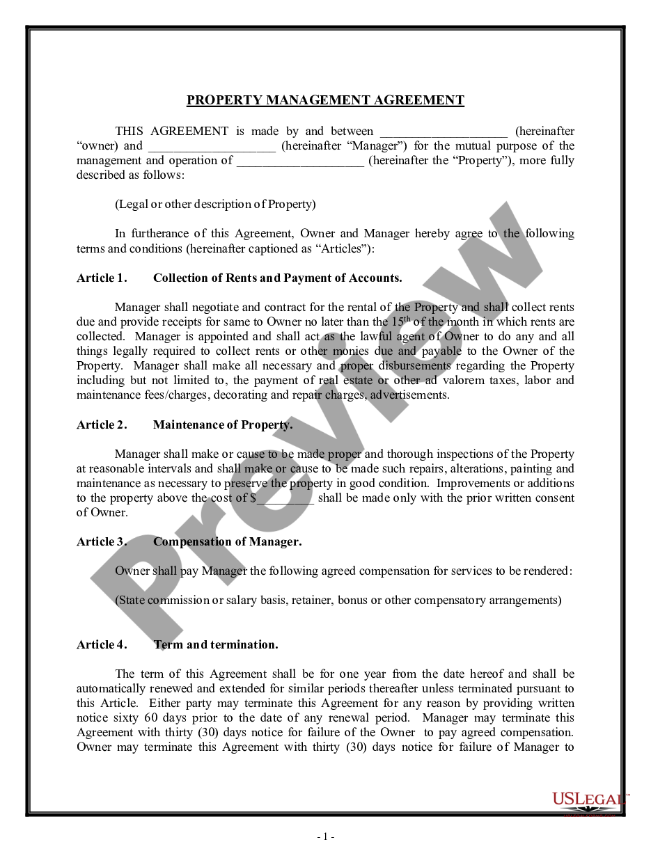 page 0 Property Management Agreement preview