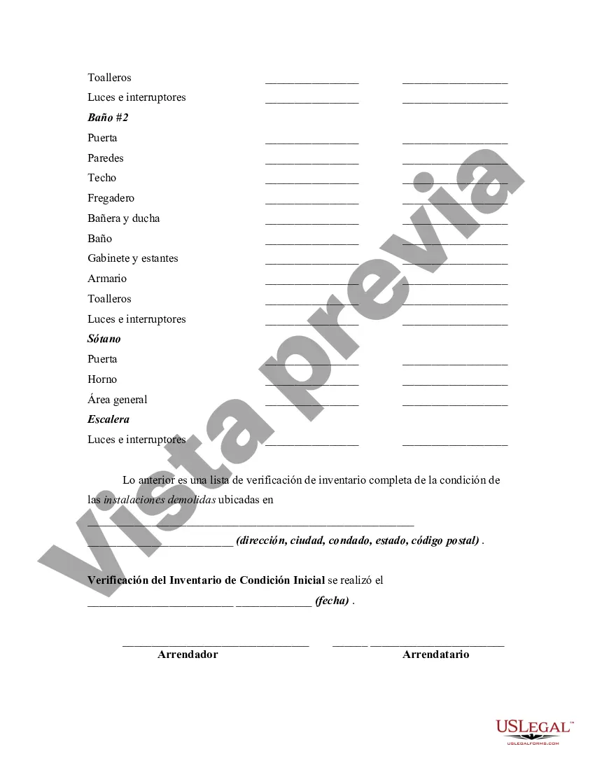 Preview Arrendamiento de casa sin amueblar con lista de verificación de inventario
