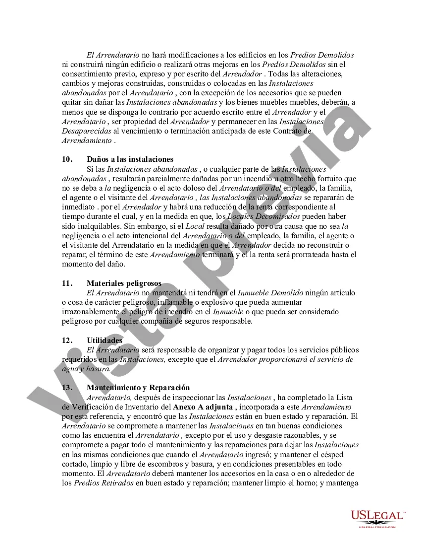 Preview Arrendamiento de casa sin amueblar con lista de verificación de inventario
