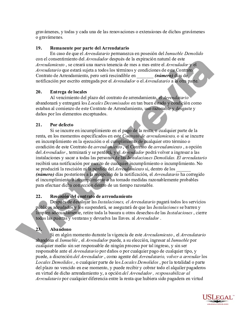 Preview Arrendamiento de casa sin amueblar con lista de verificación de inventario