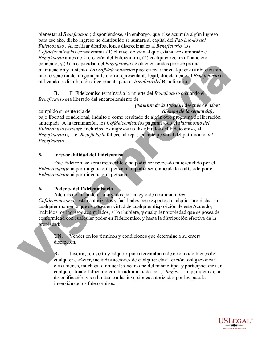 Preview Acuerdo de Fideicomiso para el Servicio Individual de Prisión