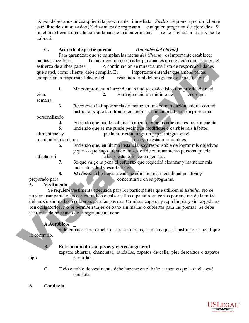 Preview Acuerdo de membresía y consulta de salud y estado físico