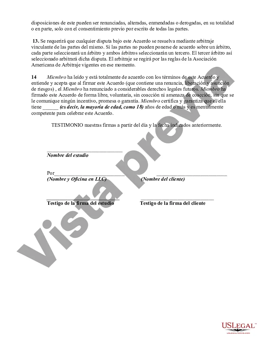 Preview Acuerdo de membresía y consulta de salud y estado físico