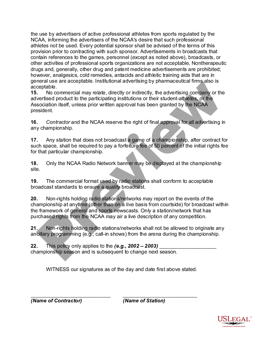 Agreement Ncaa Form | US Legal Forms