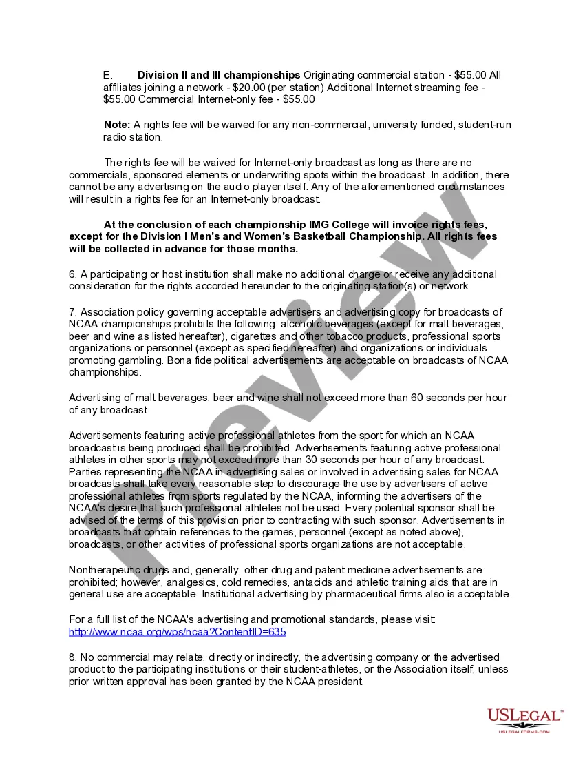 Get Radio/ Internet Policy NCAA Championships - All Divisions 2008-09 Preview Radio/ Internet Policy NCAA Championships - All Divisions 2008-09
