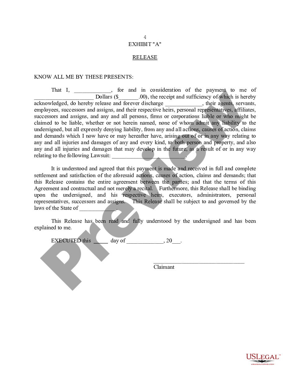 page 3 Settlement Agreement and Release of Claims - Pending Litigation - General Form preview