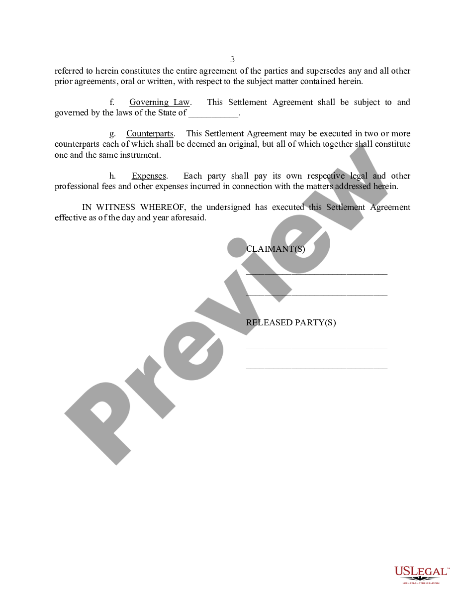 page 2 Release and Settlement Agreement - Potential Litigation before Suit preview