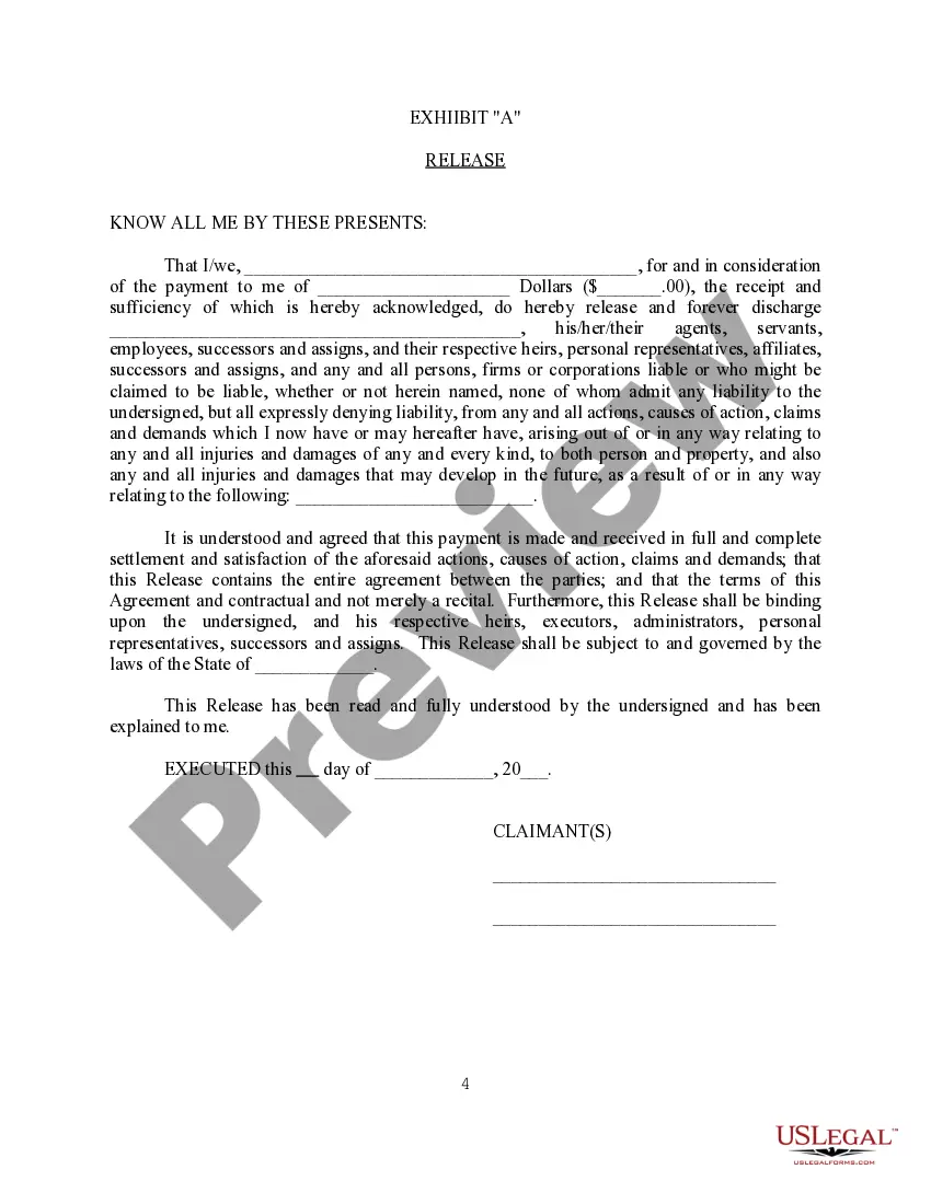 Get Release and Settlement Agreement - Potential Litigation before Suit Preview Release and Settlement Agreement - Potential Litigation before Suit
