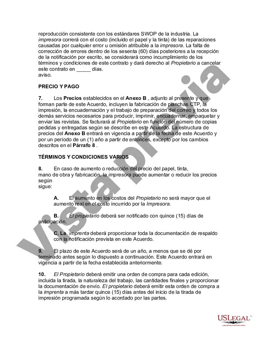 Preview Contrato de Impresión con Empresa Propietaria de la Revista Mensual