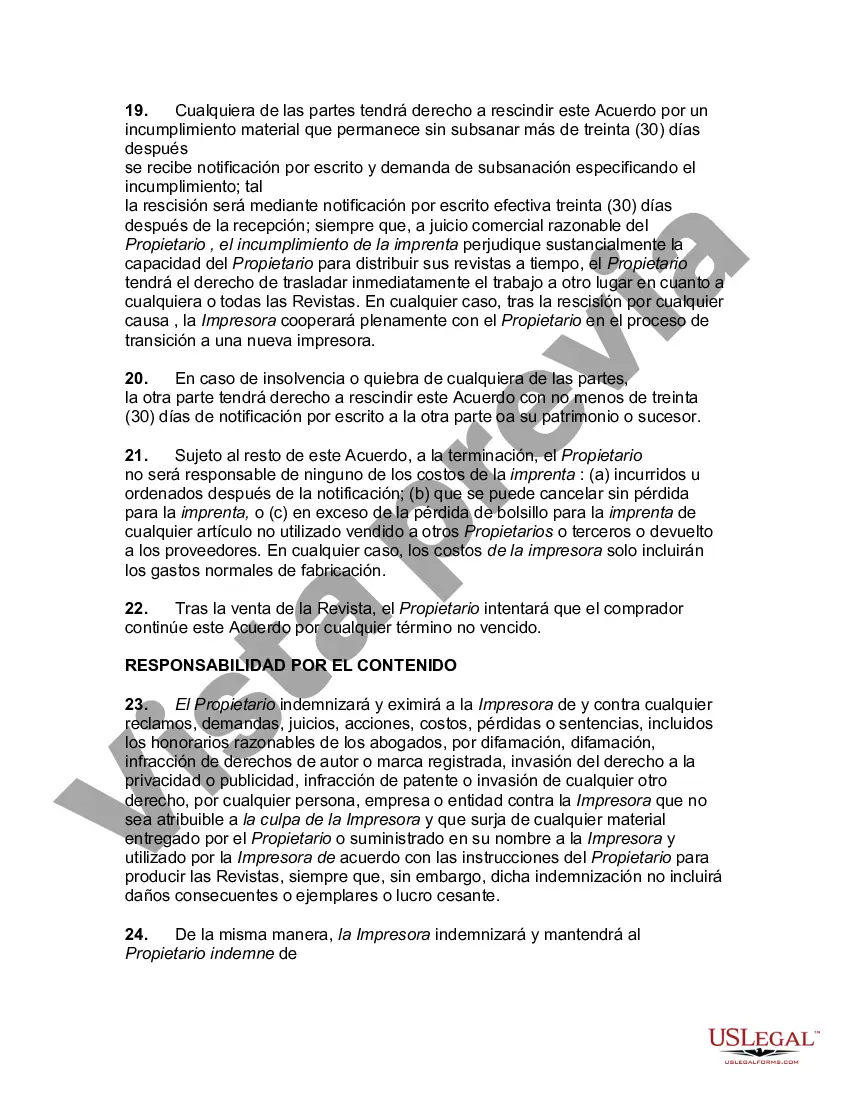 Preview Contrato de Impresión con Empresa Propietaria de la Revista Mensual