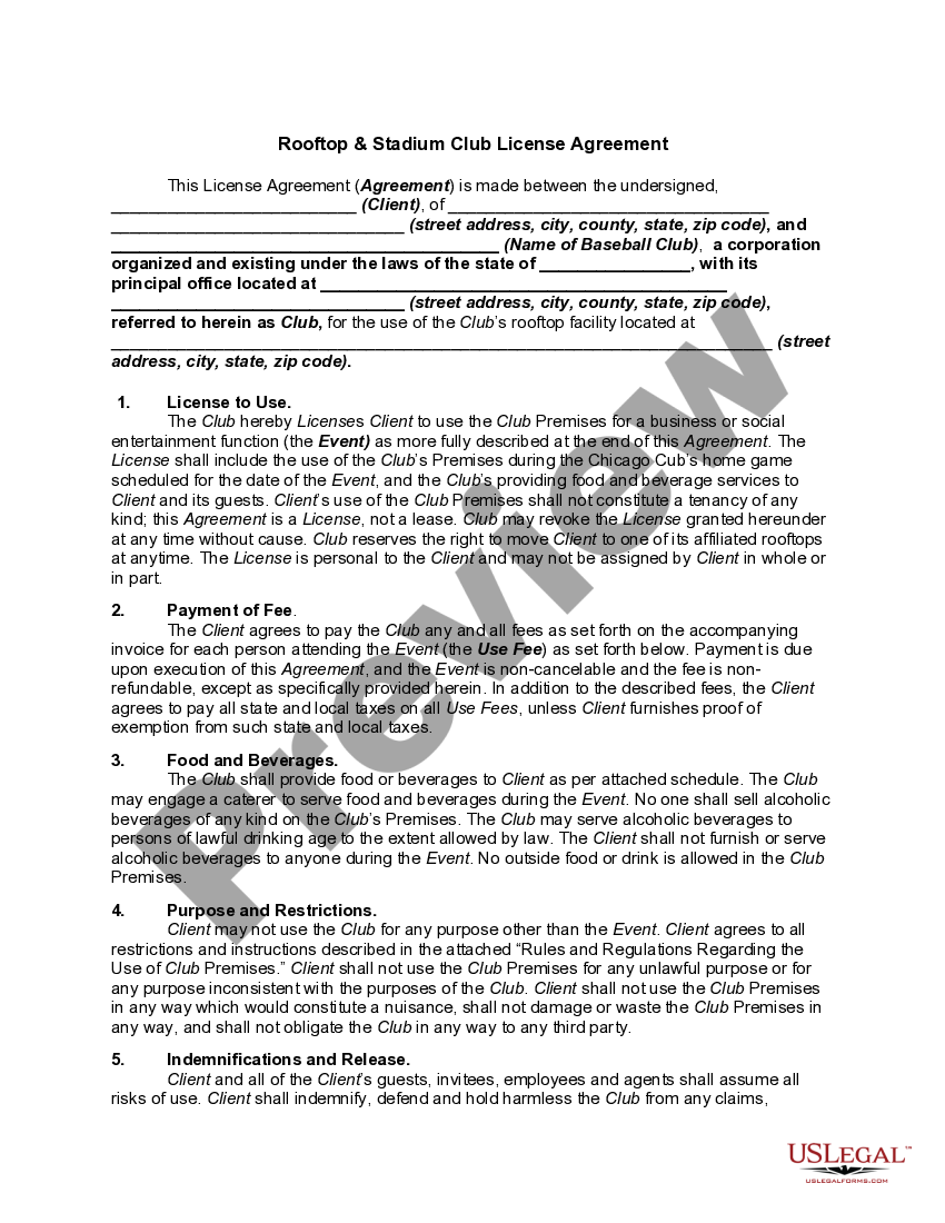 Maryland Rooftop and Stadium Club License Agreement Rooftop Agreement