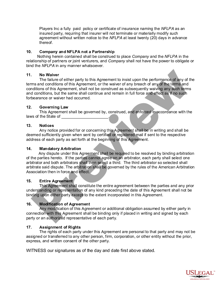 licensing-agreement-for-nfl-football-trading-cards-nfl-licensing-us-legal-forms