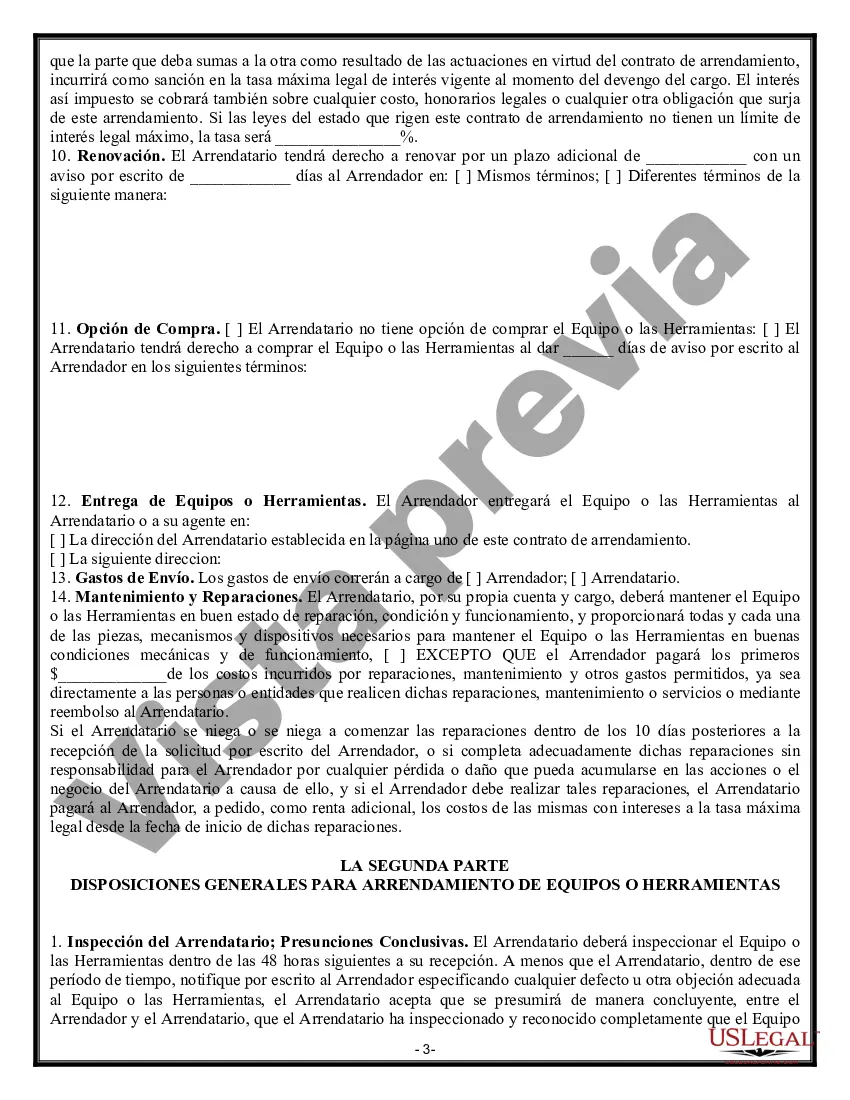 Preview Arrendamiento de equipo - detallado