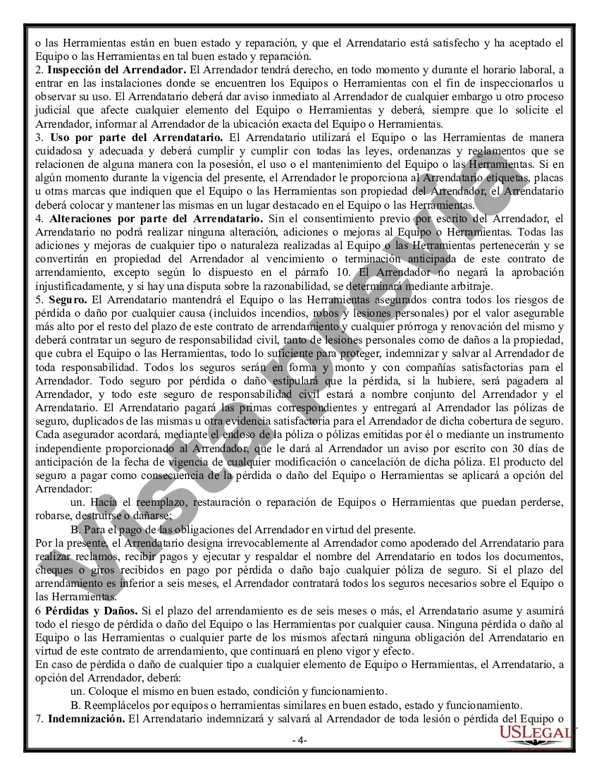 Preview Arrendamiento de equipo - detallado